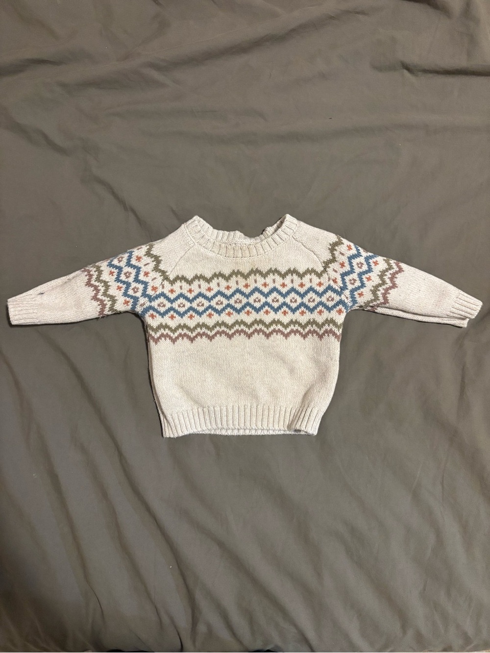 Gots Organic cotton Cream Fair Isle knit Sweater